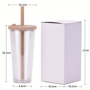Gobelets réutilisables en plastique mat à double paroi de 24 oz avec logo personnalisé, couvercles et pailles, pour cadeaux d'affaires - Product Image 3