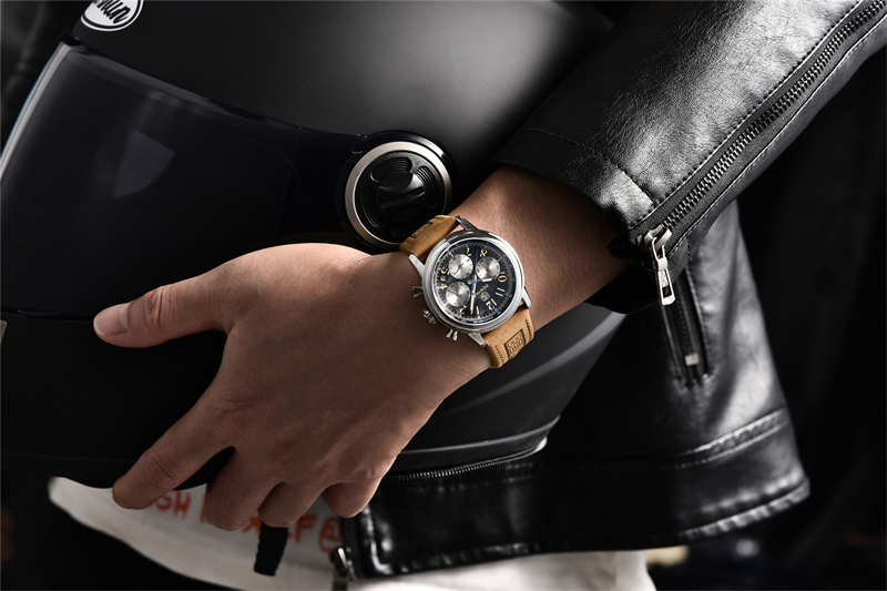 New BENYAR Top Brand Leather Men Quartz Wristwatches Waterproof Chronograph Men Sports Watch for Men Reloj hombre