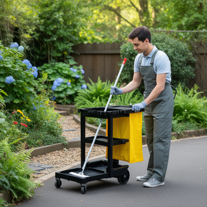 Carrello multiuso nero da 92 litri con borsa in vinile per lavori di pulizia - Product Image 3