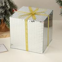 Décoration de Noël en stock, artisanat en mosaïque argentée et dorée, surface miroir réfléchissante, décoration solide pour boîte cadeau de Noël