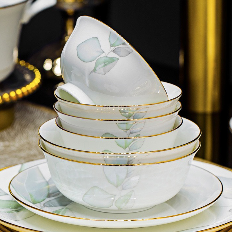 Bone China Dinnerware Set Chinese Luxury Crockery Tableware Hot