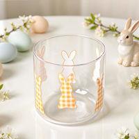 Verre à eau en verre transparent, directement de l'usine, avec motif lapin mignon personnalisé, pour la maison et les fêtes de Pâques
