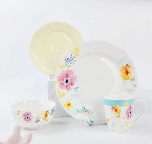 Hoa Bộ đồ ăn đặt bữa ăn tối giá rẻ sứ 20PC xương mới Trung Quốc Bộ đồ ăn hoa an toàn gốm tây <span class=keywords><strong>4</strong></span> sa mạc tấm thiết lập - Product Image 5