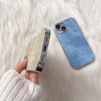 Étui de téléphone en cuir et denim fait main, électroplaqué, pour iPhone 15 Pro Max, ultra fin, premium, avec film de protection intégré pour l'objectif