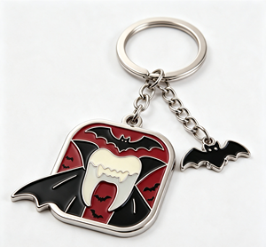 Custom Enamel Metal Key Chain Bat Tooth Pendant Zinc Alloy Rectangle <b>Keyring</b> Halloween Souvenir Gift - Product Image 2