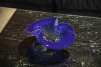 Plateau à thé moderne de luxe pour bureau à domicile, plat à bibelots artistique en verre bleu, centre de table élégant pour fête et rangement de fruits
