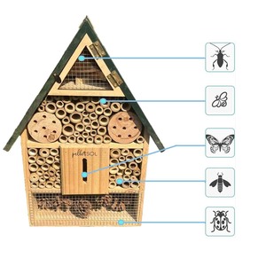 Maison à insectes hexagonale en bois en forme de nid d'abeille, hôtel à insectes suspendu, nid pour insectes - Product Image 6