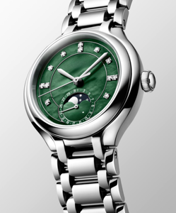 Women's Moon Phase Mechanical Watch Diamond Index Stainless Steel Band Automatic Movement Dress Wristwatch for Longinesing - Product Image 5