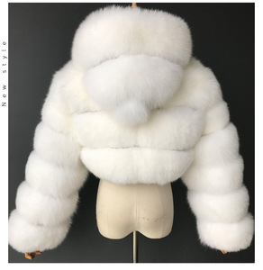 Manteau d'hiver court personnalisé grande taille pour femmes avec veste en <span class=keywords><strong>laine</strong></span> et coton en fausse <span class=keywords><strong>fourrure</strong></span> de renard pour dames - Product Image 6