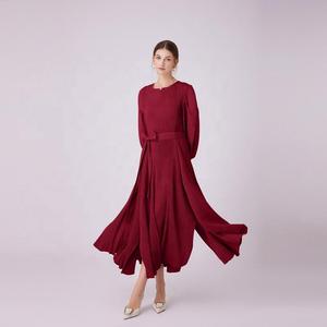 Nuovo Stile di Abito Lungo da Donna <span class=keywords><strong>con</strong></span> Maniche Lunghe, Allacciatura e Pieghe, <span class=keywords><strong>con</strong></span> <span class=keywords><strong>Spacco</strong></span> - Product Image 2
