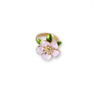 แหวนแฟชั่น สแตนเลส 316L ชุบทอง PVD ลายดอกไม้สีชมพู เครื่องประดับสำหรับผู้หญิง - Product Image 2