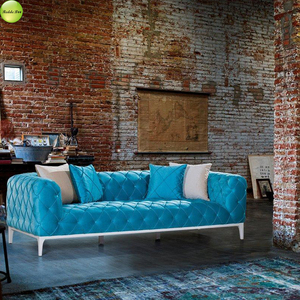 Design di lusso Chesterfield divano imbottito in pelle con ciuffi di diamanti con cuscini mobili per appartamenti <span class=keywords><strong>Studio</strong></span> - Product Image 4