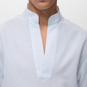 Men's Bavarian Oktoberfest Shirt - Traditional German V-shaped neckline, <b>no</b> <b>buttons</b> - Soft, Breathable Cotton blend - Product Image 2