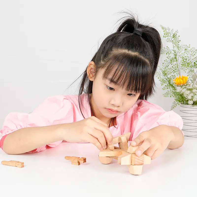 Çin geleneksel beceri 3D avcı uçağı modeli çocuklar gençler ve yetişkinler için ahşap bulmaca yapı taşı