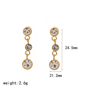 Drop <b>Earrings</b> Teardrop Shape Stainless Steel Studs Bezel Setting Party Jewelry <b>Gold</b> Tone Crystal <b>Dangle</b> <b>Earrings</b> For Women - Product Image 5