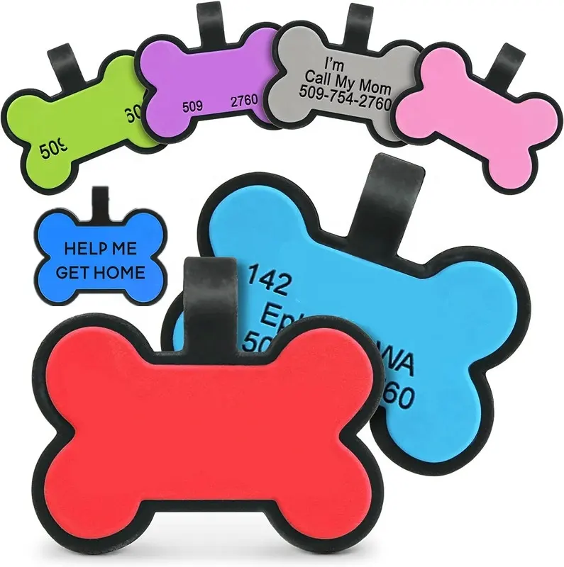 Grosir slide khusus pada kode qr pemegang anjing kerah pet id anjing nama silikon tag nama kucing id tag anjing tag untuk ukiran