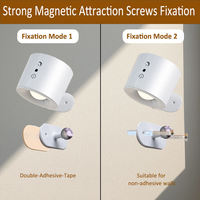 Applique murale LED ronde rechargeable et rotative en ABS et PC, style simplicité moderne, veilleuse pour chevet