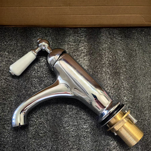 Single Lever Zinc Handle Deck Mounted Polished Single Hole Tap Washbasin Faucet Mixer - Product Image 5