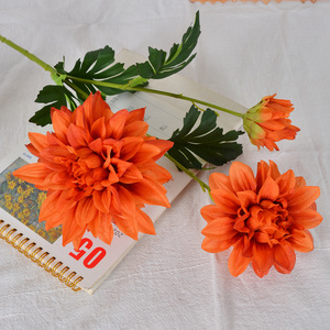 Laixing Artificial Dahlia Flowers 3 Heads Silk Realistic <b>Wedding</b> Decor <b>Props</b> - Product Image 4