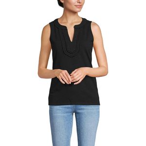FOXA Women's Slub Tank <b>Top</b> With <b>Beaded</b> Trim Regular Fit Knitted Fabric - Product Image 1