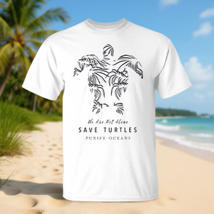 T-shirt en coton écologique Save Turtles, unisexe, taille moyenne, col rond, manches courtes, promotionnel - Product Image 3