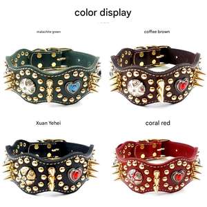 <span class=keywords><strong>Collar</strong></span> de perro de cuero estilo punk con picos y tachuelas decorativas <span class=keywords><strong>Collar</strong></span> de perro de identificación y protección de mascotas con personalidad - Product Image 3