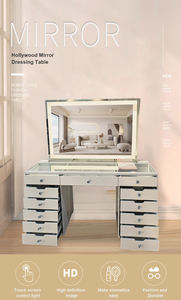 Oem Solid Square Wooden Coiffeuse White Glass Luxury Vanity Crushed Diamond <strong>Mirrored</strong> Makeup Perspective Desktop <strong>Dressing</strong> <strong>Table</strong> - Product Image 3