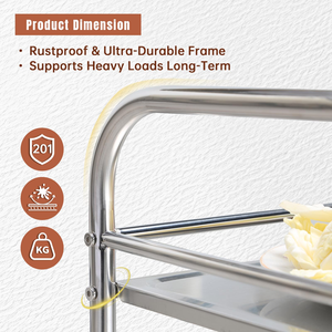 รถเข็นเก็บของสแตนเลส 3 ชั้น สำหรับห้องครัวและห้องน้ำ - Product Image 5