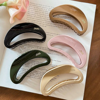 Pince à Cheveux Grande Taille Style Français avec Lettres Dorées pour Femme, Barrette Minimaliste Couleur Unie, Accessoire Cheveux Élégant – Vente en Gros