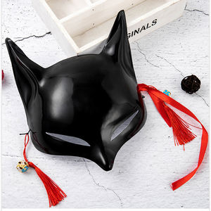 قناع بلاستيكي بالجملة على شكل ثعلب شيطاني أسود خالص من البي في سي، نصف وجه، قابل لإعادة الاستخدام وصديق للبيئة، للتنكر في الهالوين والتخرج وعيد الميلاد وعيد الفصح - Product Image 1