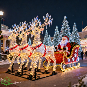 SENZHAO Customizable 3D LED Santa Sleigh & Reindeer <b>Light</b> IP65 Waterproof Iron Structure Christmas Decoration for Public Space - Product Image 2