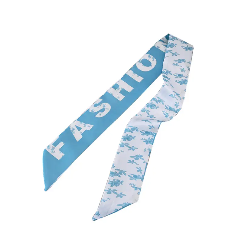 French Style Printing thin Satin Hairband 6*100 CM Polyester Silk Scarf Female Long Scarf Ribbon Neck Scarf
