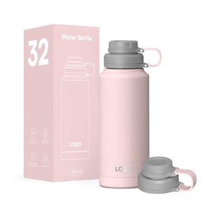 Vaso Personalizado con Tapa Colorida de 18oz/32oz, Recubrimiento en Polvo, Doble Pared, Aislado al Vacío, Botella de <span class=keywords><strong>Agua</strong></span> de Acero Inoxidable con Pajita - Product Image 2