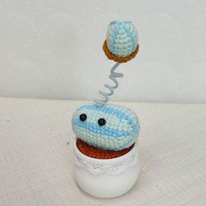 Decorazione per la Casa: Bouquet di Fiori Artificiali Intrecciati, Pianta in Vaso di Fagioli Zombie e Girasole in Lana, Fiore Lavorato a Maglia - Product Image 6