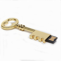 TD-001 Flash Drive USB bentuk kunci emas logam kualitas baik kustom profesional dengan harga pabrik