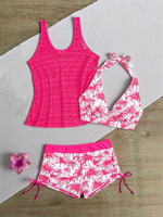 Ensemble bikini deux pièces push-up taille haute pour femme, grande taille, personnalisé OEM/ODM, pour la plage et l'été - Maillot de bain gainant effet ventre plat