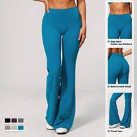 Celana Yoga Wanita dengan Renda, Legging Flare Pinggang Tinggi, Pakaian Olahraga Balletcore, Celana Lebar untuk Pilates, Gym, dan Fitness