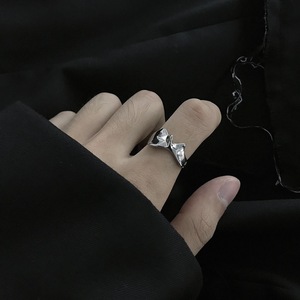 바쁜 거리 노점상 쥬얼리 새로운 트렌디 미니멀리스트 힙합 스테인리스 스틸 불규칙 광택 밴드 반지 기하학적 모양 반지 - Product Image 3