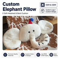 Coussin en peluche éléphant mignon personnalisé, oreiller doux en forme de tête d'animal pour la décoration intérieure, personnalisation OEM ODM, production en série, réponse rapide