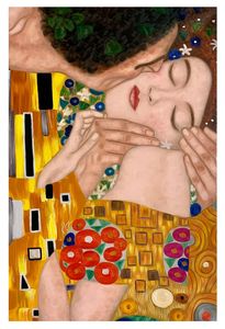 Gustav Klimt riproduzione "il bacio" dipinto a mano olio foglia d'oro su tela pittura murale - Product Image 2