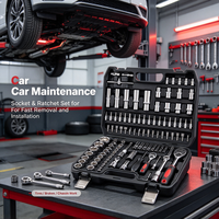 Kit de clés à douilles multifonctionnel de 108 pièces, cliquet à 24 dents, boîte à outils portable pour la réparation à domicile et en voiture