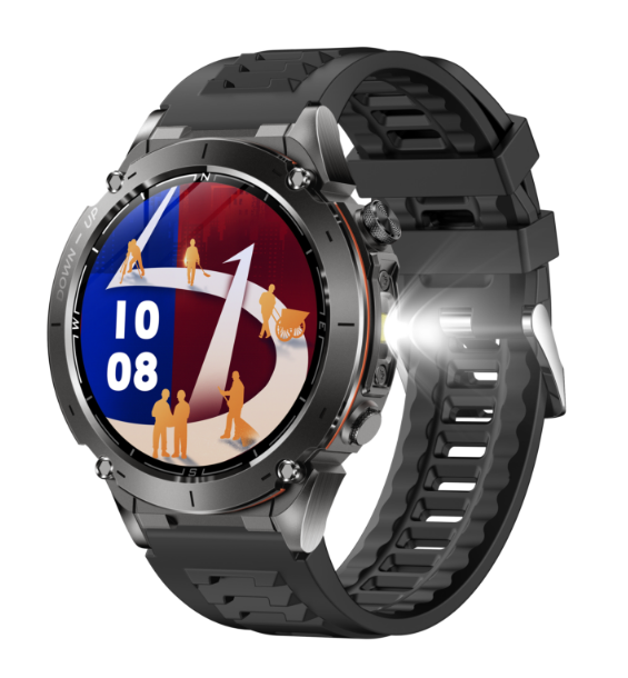 730Mah Amoled 1.43 HD Screen Y101 GPS Smart Watch 3ATM Waterproof Air Pressure Altitude Compass LED Flashlight Metal BT Call