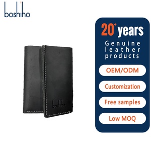 Vintage Slim Real Leather RFID ID Card Holder Mini Multi-Function Genuine Leather Wallet Open Closure Thread Short for Men - Product Image 1