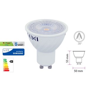 GU10 lampada LED 7W = 60W 220V 38 gradi bianco freddo 6400K Chip Samsung garanzia 5 anni ad angolo stretto SKU-167-illuminazione/ - Product Image 1