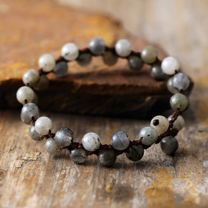 Imperial Stone Jewelry Labradorite Double Layer Hand Woven <b>Bracelet</b> <b>Adjustable</b> Friendship <b>Bracelet</b> For Gift - Product Image 2