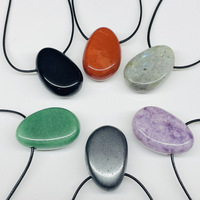 Collier pendentif en cristal brésilien naturel en forme de larme : Bijoux en cristal de guérison unisexe pour cordon en cuir