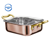 Plateau à collation profond en acier inoxydable avec poignées dorées, plat de service décoratif, durable, facile à nettoyer, pour hôtel, buffet, vaisselle