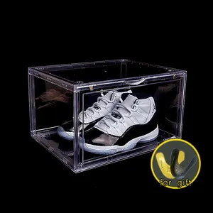 New Fashion Schuh vitrine Kunststoff Acryl Schuhkarton Aufbewahrung magnete Sneaker Kisten Transparente Schuhkartons