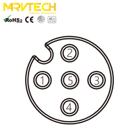 Konektor Ekstensi Kabel Listrik Otomatis Kontrol Industri Tipe IEC Overmoulded M12 Din Jantan Tahan Air IP67