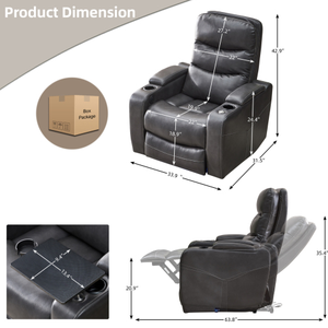 Luxury <b>Electric</b> Single Leather Recliner Sofa Chair Comfortable Convertible Upholstered for Villa Hotel Apartment Living Room Use - Product Image 5